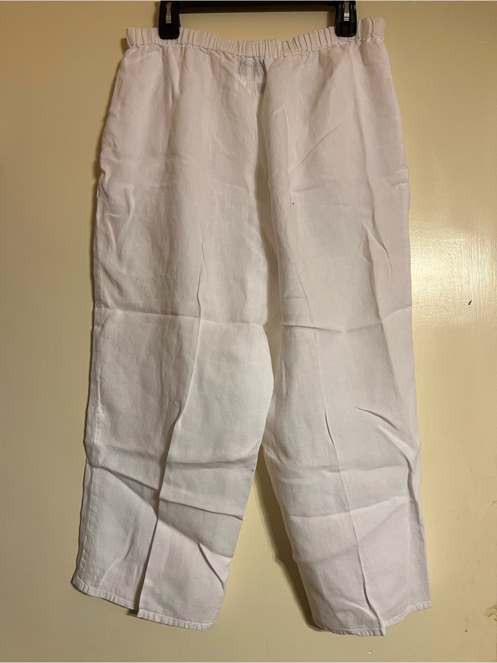 Flax White 100% Linen Pull On Wide Leg High Rise Flood Lagenlook Pants Small - Picture 2 of 5
